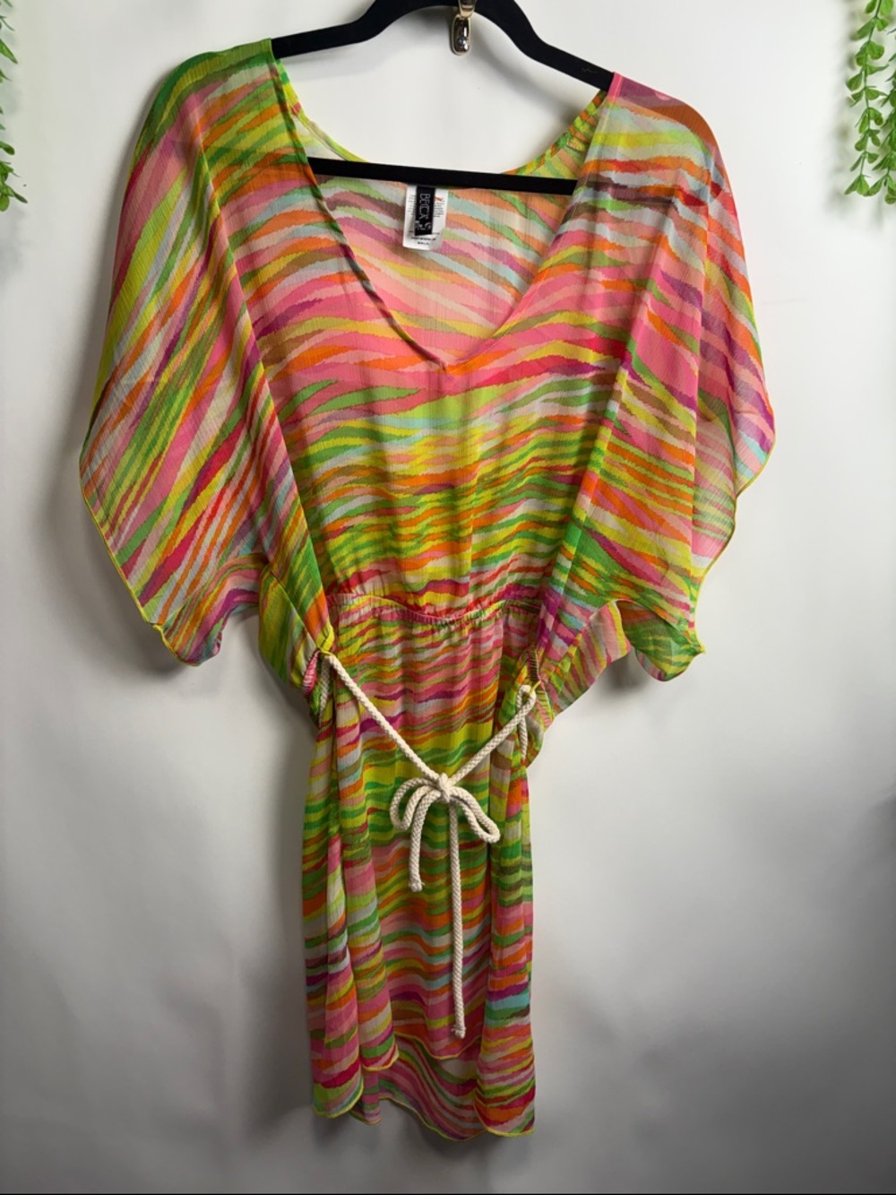 BECCA Pastel Rainbow Striped Beach Cover-Up